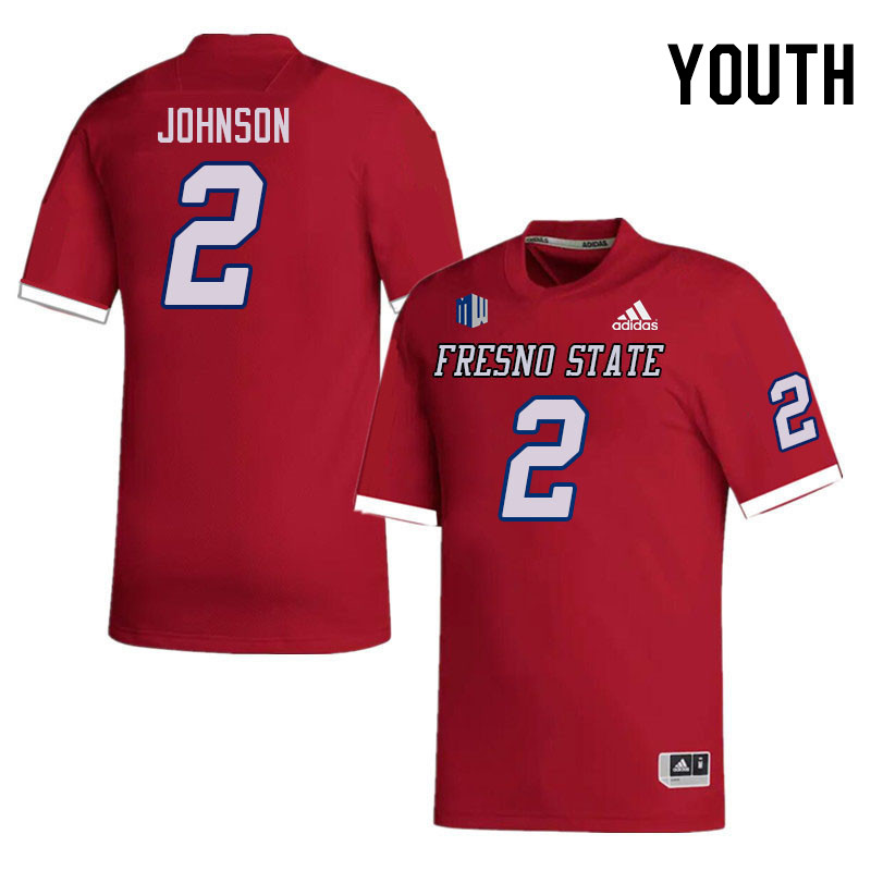 Youth #2 Carlton Johnson Fresno State Bulldogs College Football Jerseys Stitched Sale-Red
